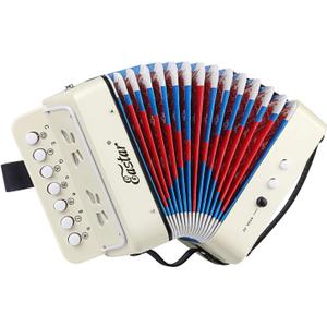 Eastar Kids Accordion Toy Accordian Mini Musical Instruments 10 Keys Button for Child Children Kids Toddlers Beginners (White)