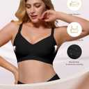 As Fairy Womens Soft Comfortable No Underwire Bras V Neck Seamless Push Up Bralettes Full Coverage Tshirt Brassiere (Black, 32B)