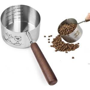 Dog Cat Food Scoop Measuring Cup, LCCOWOT Stainless Steel 1 Cup Measuring Cup, Precision Scale Measurements
