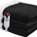 Heated Blanket Electric Blanket Full Size 72''x84'' with 9 Heating Levels, 1-10 Hour Auto Shut Off, Machine Washable, Flannel & Sherpa Soft Warming Blanket for Couch, Bed, Office - Black