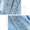 DOSLAVIDA Men's Distressed Denim Jacket Unisex Button Down Jean Coat Casual Long Sleeve Trucker Hooded Jackets Outwear (Black, XL)