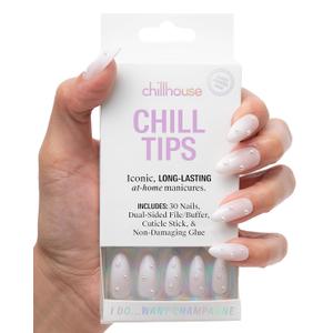 Chillhouse - Chill Tips, Press on Nails Kit - I Do Want Champagne (Almond) - 30 Nail Shapes & Sizes - Up to 2 Weeks of Wear - Customizable - Reusable - Latina Founded, Women Owned - Beauty, Self Care