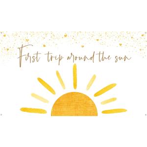 OSNIE Boho First Trip Around The Sun First Birthday Photography Backdrop Banner Muted Sunrise Wall Hanging Decor Sun Theme 1st Birthday Party Photo Background Decoration Supplies for Boys Girls