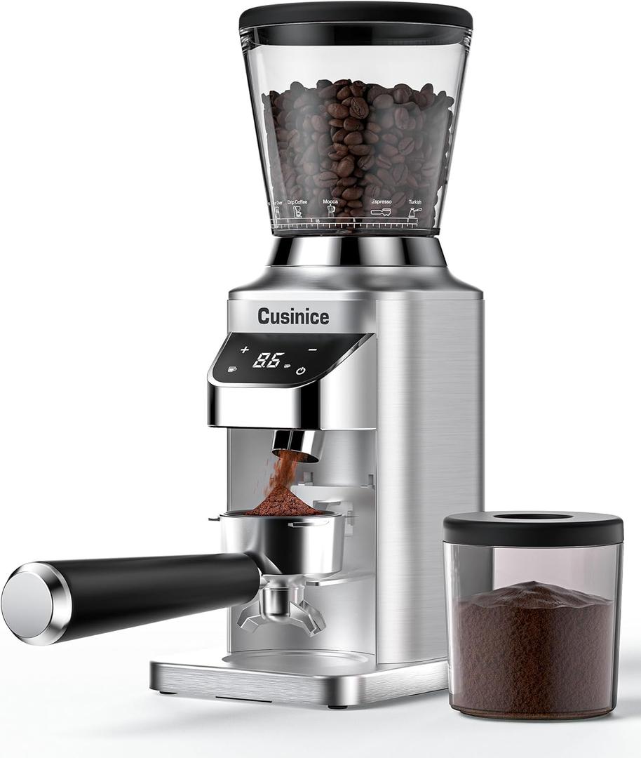 Conical Burr Coffee Grinder with 40mm Stainless Steel Burr, 34 Grind Settings & Anti-Static, Electric Espresso Grinder for Home Use (8.62*6.14*15.51 in)