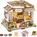 DIY Book Nook Kit - Bookend Diorama with LED - 3D Wooden Puzzle DIY Miniature House Kits - Bookshelf Insert Decor - Booknook Dollhouse Crafts Hobbies Gifts for Adults (Pet Shop)