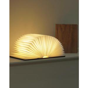 ZBOLE 5.7 Inch Wooden Book Lamp  Portable Folding LED Book Light for Reading, Home & Library Decor, Unique Gift for Book Lovers, Magnetic Night Light (Walnut)