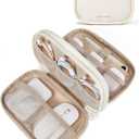 BAGSMART Electronics Organizer Travel Case, Cord Organizer for Women, Travel Cable Bag (Beige)