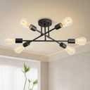 Sputnik Chandelier,6-Light Ceiling Light, Dining Room Light Fixture with E26 Bulbs,Ceiling Light Fixture, Angle Adjustable Kitchen Lighting Fixtures Ceiling, Modern Black Chandeliers for Dining Room