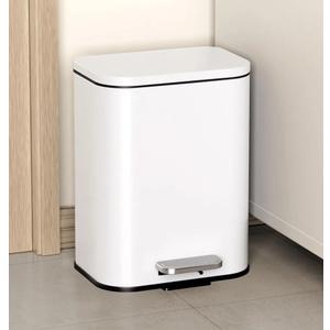 Cesun Small Bathroom Trash Can with Lid-1.3 Gal, Outdoor Stainless Steel Garbage Can for Dog Poop with Anti-Slip Base, for Bathroom, Bedroom, Office, RV, Living Room, White