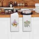 Chinoiserie Tiger Elephant Kitchen Towels, Traditional Oriental Dish Tea Towels for Kitchen Decor, Eastern Asian Pagoda Animal Decorative Hand Towel for Bathroom, 16x24 Inch Set of 2