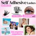 2 x Self Adhesive Eyelashes, No Glue Needed Lashes DIY Lash Cluster Eyelash Extensions Kit 8‑18mm,40D, 200pcs Fluffy D Curl Soft Natural Lashes with Tweezers–Fake Cat Eye Wispy Individual NG50P8