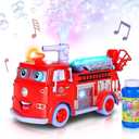 ArtCreativity Fire Truck Toy Bubble Machine for Kids, Bubble Blower Toy Truck for Toddlers with Lights, Siren Effects, Bubble Solution & Funnel, Kids Toys, Gift for Boys and Girls 5+