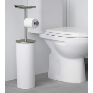 Umbra Portaloo Toilet Paper Stand and Reserve, White/Nickel