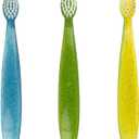RADIUS Children's Toothbrush, Totz Brush, Extra Soft Bristles, Blue/Green/Yellow, BPA Free & ADA Accepted, Designed for Delicate Teeth & Gums for Children 18 Months & Up, Pack of 3