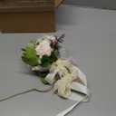 Wedding Bouquets for Bride Bridesmaid,White Champagne Artificial Roses Flowers for Wedding Church Decoration (7.5in)