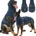 Dog Anxiety Vest with Hood, Skin-Friendly Thunder Jacket for Dogs, All-in-One Dog Calming Shirt with Hood for Thunder, Fireworks, Separation - Keep Pet Calm Without Medicine, Dark Blue, S