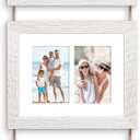 8x10 Hanging Picture Frames with 6 Openings 4x6 Pictures, HD Real Glass 8x10 Wall Hanging Collage frames with Mat, Hemp Rope Multiple Photo Frames for Wall Decor (White, 1 Pack)