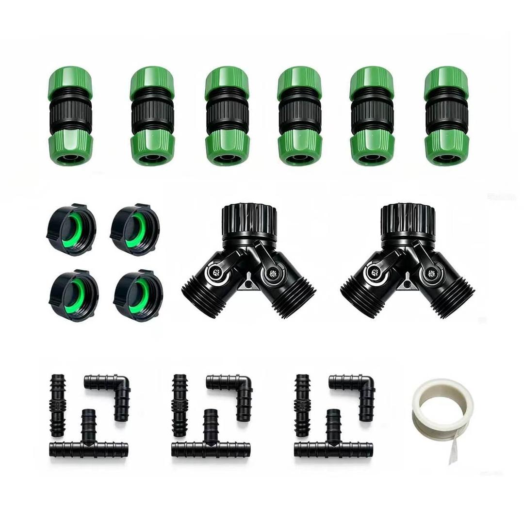 1/2" Soaker Hose Fittings Kit, 21 Pcs Garden Irrigation Connectors with Repair Connectors (Male & Female),Tees,Elbows,couplings,End Caps,Two-Way Valve Connectors, Drip System Parts for Garden Lawn