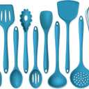 Onader Navy Blue Kitchen Utensils Set, Silicone Cooking Utensils Set of 10 with Turner Spoon Spatula Whisk Pasta Server, Dishwasher Safe