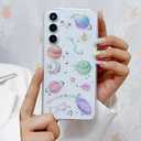 Compatible for Samsung Galaxy S24+ Plus / S25+ Plus Case, Cute Clear Cases with Design Stars and Moon Bling Glitter Planet Aesthetic Silicone Cover Women Girls for Samsung S24+ 6.7'', Space