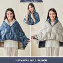 Ultra-Lightweight Wearable Down Blanket Poncho No Sleeves, Hands-Free Pockets Office AC & Travel Essential for Women