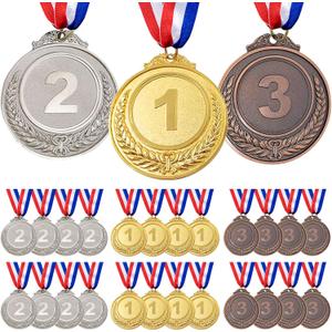 XIPEGPA 24 PCS Winner Awards Medals Gold Silver Bronze Award Medals with Neck Ribbon Medal Bulk 2 Inch for School Class Awards Competitions Sport Party