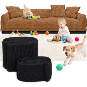 Elastic Under Couch & Bed Blocker for Kids & Pets Toys Adjustable Gap Guard Stops Lost Toys, No Tools Install Fits Right-Angle Furniture Legs (3" H x 132" L)