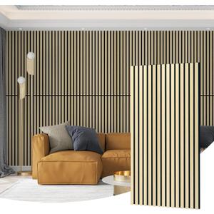 AMZDEPOT Wood Slat Wall Panel, 48'' x 24'' Wood Panels for Wall, 3D Soundproof Wall Panels, Large Acoustic Panels for Interior Ceiling and Wall Decor Noise Reduction, 2 Pack, Oak