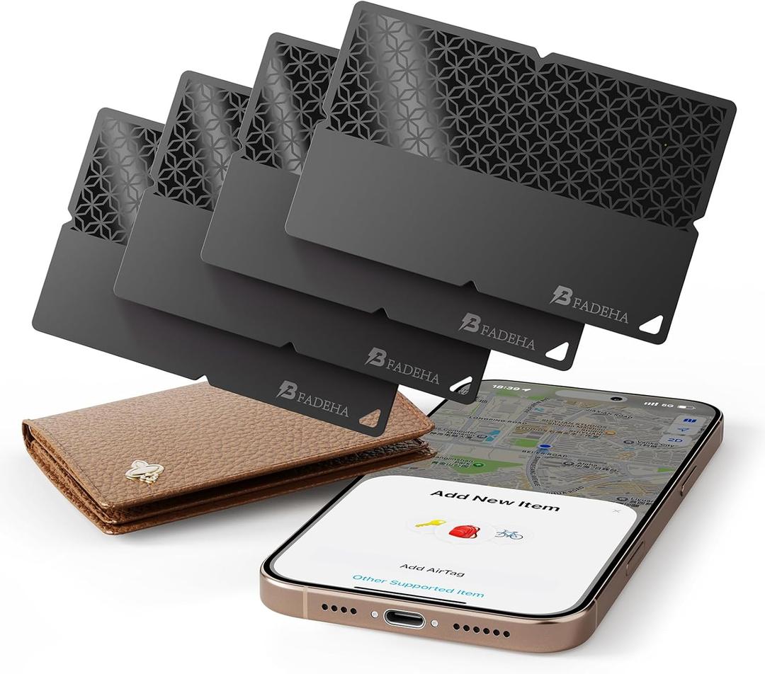 2025 [Apple MFi Certified] (iOS Only) Bluetooth Tracker Smart Card for Apple Find My iPhone Wallet GPS Tracker, 5-10 Years Staying Power, Keys Finder and Item Locator for Keys, Bags, Passport (4 Pack)