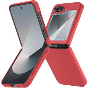 Ruky for Samsung Z Flip 6 Slim Case, Hard PC Anti-Scratches Shockproof Phone Case Girls Women Protective Covers for Samsung Galaxy Z Flip 6, Red