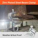 1/4" x 20 Beam Clamp for Threaded Wire Ring, Zinc Plated Steel Beam Clamp with Harden Point Screws for 1/2 inch Flanges 25 Pack