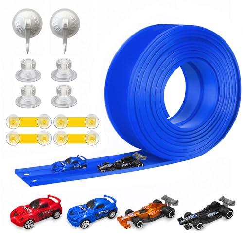 Flexible Race Track for Kids Starter Set - 20FT Flex Race Car Ramp Track with Strong Suction Cups, Rolls Up Portable DIY Racetrack Compatible with Hot Wheels & Diecast 1/64th Cars