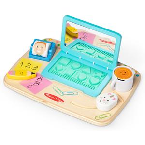 Melissa & Doug Wooden Work & Play Desktop Activity Board Infant and Toddler Sensory Toy - FSC-Certified (12.1 x 9.1 x 2.55)