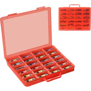Toy Storage Organizer Case for Hot Wheels Car, for Matchbox Cars, for Mini Toys, for Small Dolls. Carrying Box Container Carrier with 24 Compartments (Box Only) (Red)