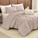Masaca Oversized King Comforter 120x120,3 Pieces Taupe Pinch Pleat California King Comforter Oversized,Lightweight Microfiber Farmhouse Bedding Set Ultra Soft