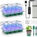 BlumWay Seed Starter Tray with Grow Light,24 Pack 2.9 inch Reuseable Clear Nursery Pots with Silicone Base/Humidity Dome for Deep-Rooted Seedlings,Adjustable Timed Light Plant Starter Set