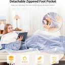 Electric Heated Blankets Hoodie for Women with Removable FootPocket,Wearable Heated Blanket Throw with Sleeves Heated Robe Flannel&Sherpa Heating Wrap Poncho Shawl with 9 Temp 50"x80"