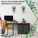 Jexine 4 Pcs Hanging Planters with Artificial Eucalyptus Metal Hanging Vase Indoor Plants Holder Modern Geometric Boho Bathroom Wall Decor for Living Room Home Office(Black)