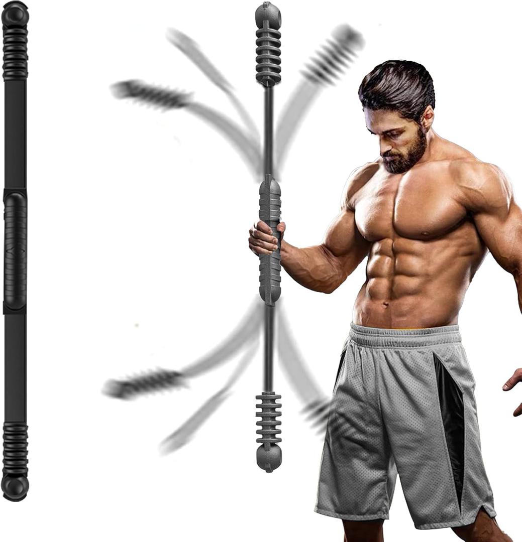 Elastic Fitness bar, Weight bar, Core Strength Training, Arm Twister, Home Gym Workout, Suitable for Men, Women Body Shaping and Fat Burning Training (BLACK)