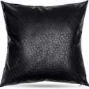 Black Ostrich Skin Faux Leather Throw Pillow Covers, Modern Faux Leather Couch Lumbar Cushion Covers for Couch Bed Sofa 20x 20 Inches
