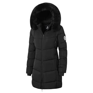 ASPO Women's Winter Puffer Coats Thicken Fleece Lined Waterproof Parka Warm Down Jacket Faux Fur Detachable Hood Hiking Snow, M