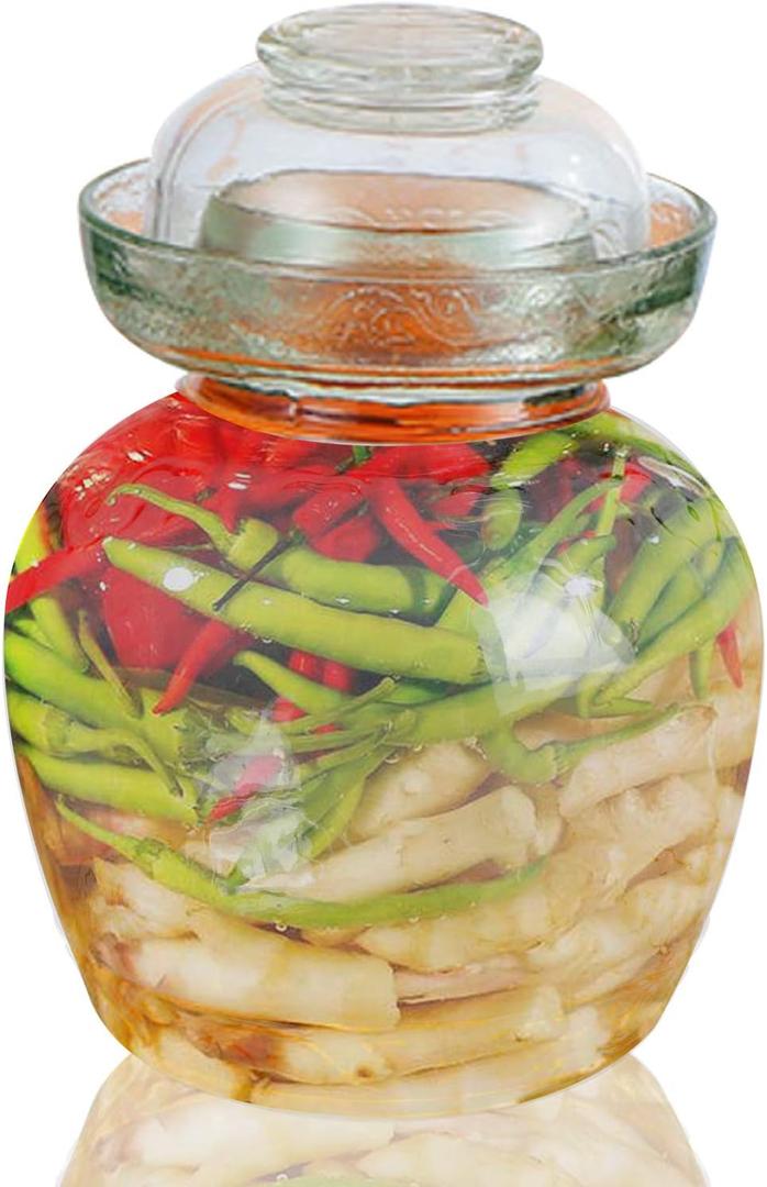 Vencer Traditional Glass Fermenting Jar With Lid,Glass Fermentation Tank for Pickling Kimchi Sauerkraut,VHF-001 (1.5 Liter)
