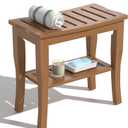 Domax Bamboo Shower Bench with Shelf-Waterproof Wood Shower Stool for Inside Shower Spa Sauna(Walnut) (Walnut 18.9"x18.11"x9.96")