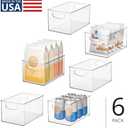 iDesign Stackable Clear Plastic Bin - Kitchen Organizers and Storage for Fridge and Pantry, 6-Pack
