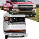FIONE HID/Xenon Headlight Assembly Compatible with Chevy Silverado 1500 2016-2018/2019 Silverado 1500 LD W/O Bulbs Chrome Housing Headlamp Right Passenger Side 84388631 GM2503451