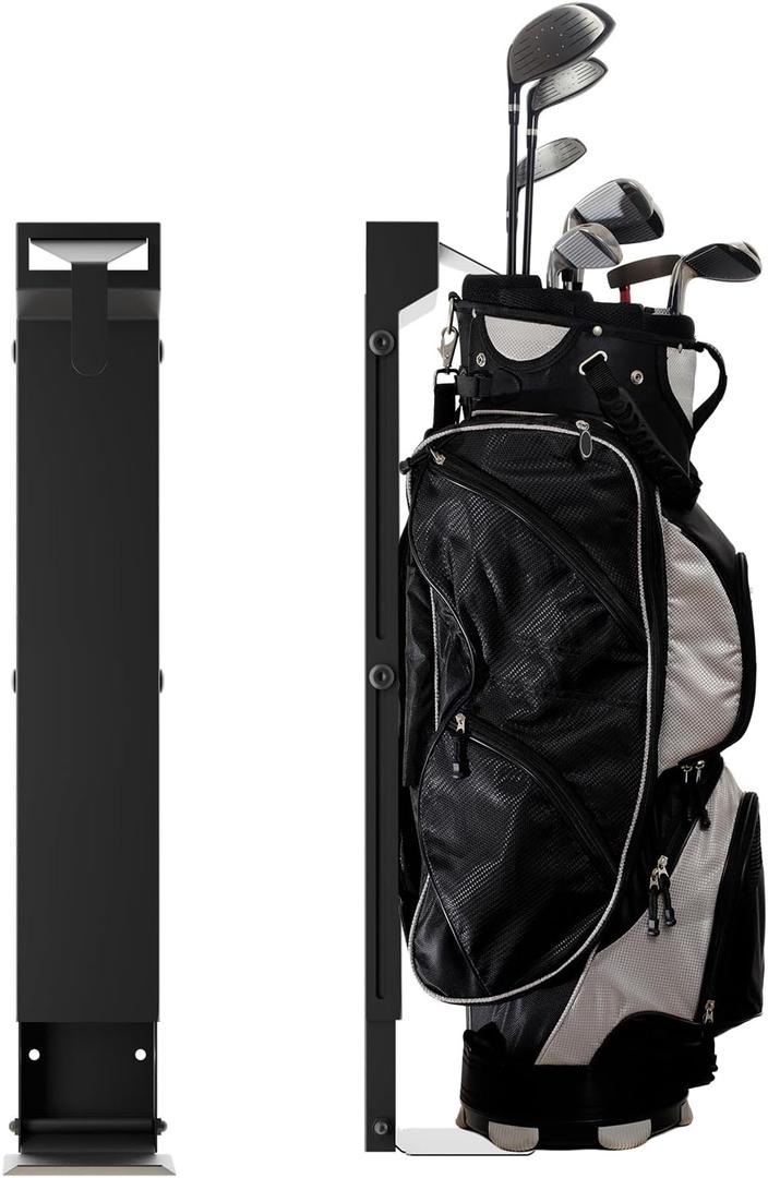 Wall Mount Golf Bag Storage Rack - Wall Mount Rack for Garage, Club Dock for Golfing Bag | Space Saving | Easy Install & Use (Black)