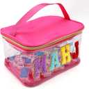 Empty Mahjong Tile Bag, 9.45x6.3x4.72in Pink Waterproof PVC Mahjong Mah Jong Tile Holder Rack Storage Pouch Travel Bags with Zipper Transparent for Game Lovers Accessories (Rose Red)