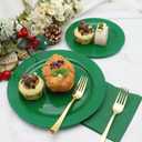 50 PCS Green Plates Disposable, Heavy Duty Green Plastic Plates include 25 Dinner (10.25") & Dessert (7.5") for Birthday, Golf Party Decorations, Graduation Party, Picnic