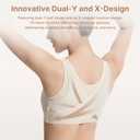 Fit Geno Posture Corrector Bra for Women, Back Support Bra with Supportive Comfort, Wireless Posture Correcting Bra for Older Women & Seniors Beige (Beige, M)