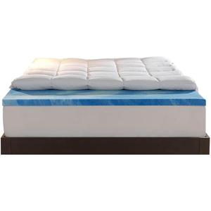 Sleep Innovations Dual Layer 4 Inch Memory Foam Mattress Topper, Queen Size, Medium Support, 2 Inch Cooling Gel Memory Foam Plus 2 Inch Pillow Top Cover